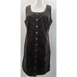 GAP Brown Corduroy Sleeveless Button Front Dress Women’s Size 12 NWT